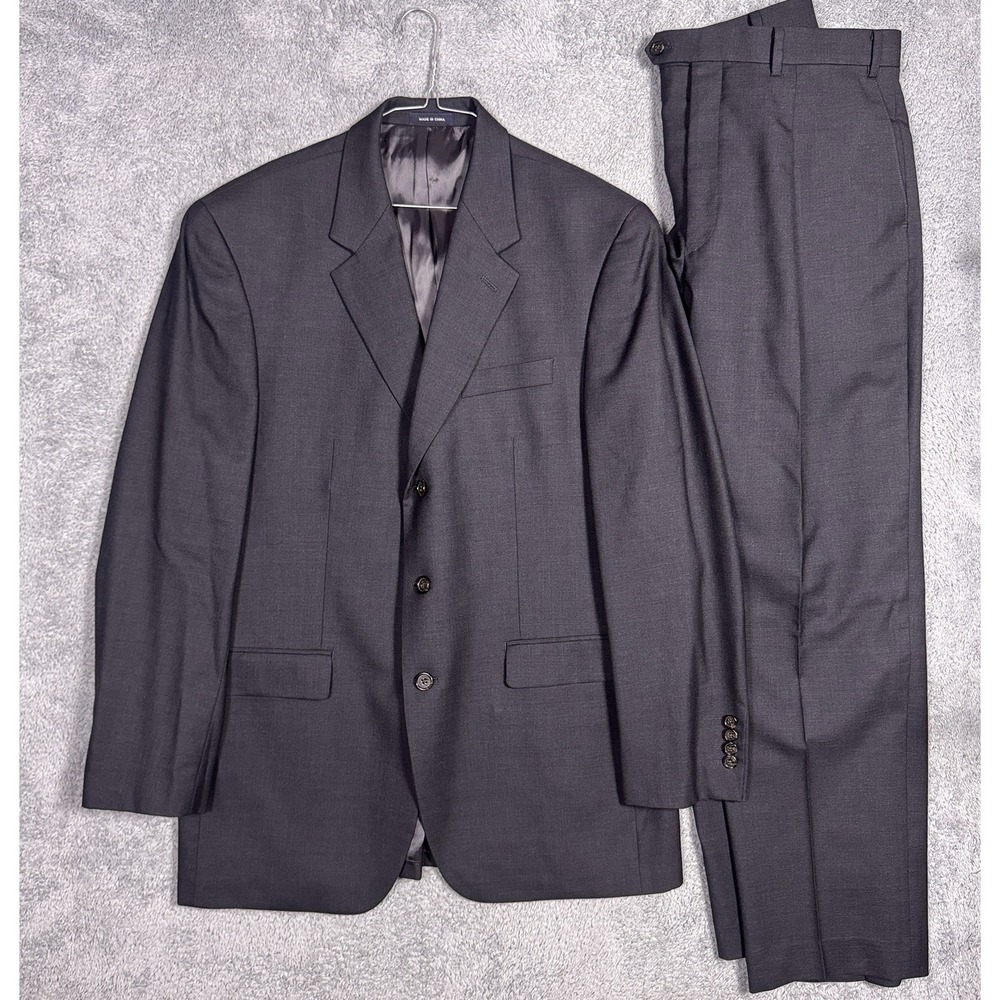 Ralph Lauren Suit Mens 42L 34x31 2 Piece 3 Button Wool Jacket Slacks Set Cuffed
